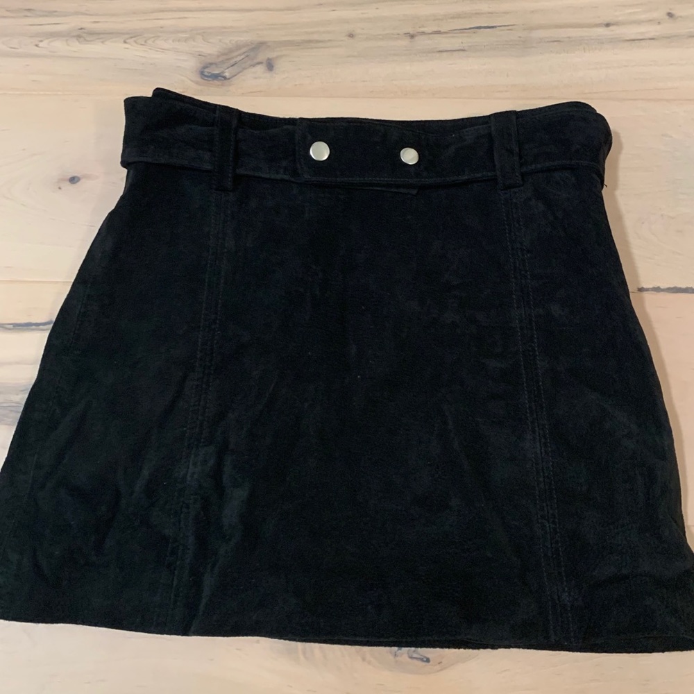 Zara Black Faux Suede Skirt with Removable Belt